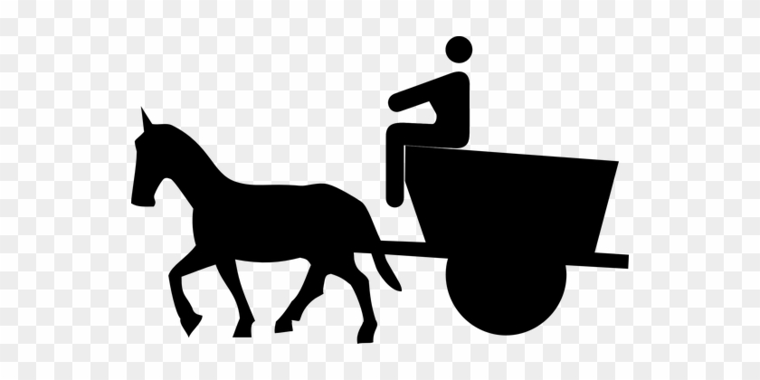 Cart, Driver, Carriage, Man, Silhouette - Cartoon Horse Drawn Carriage #476937