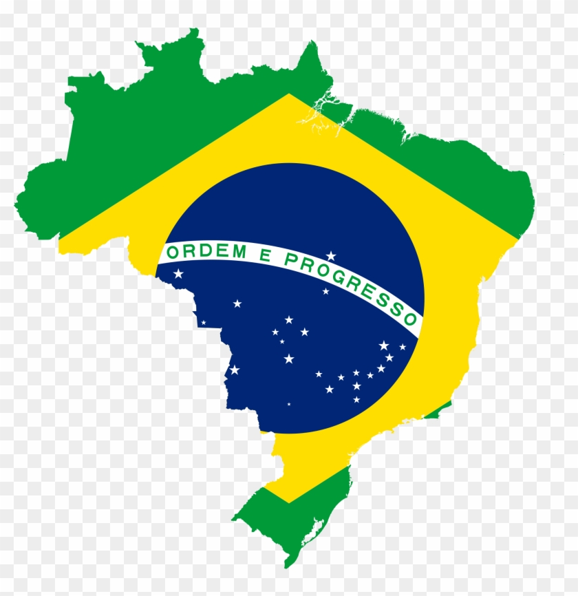 Map Of Brazil With Flag - Brazil Flag Map #477139
