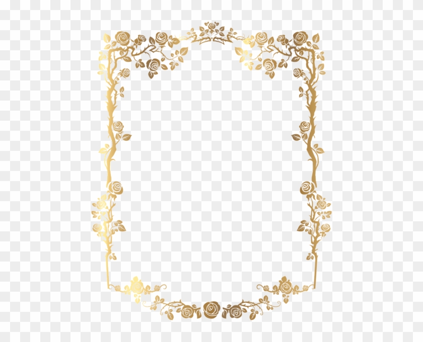 Decorative Rose Frame Png Clip Art Image - Moldura Dourada Png #477764