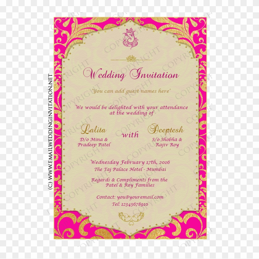 Diy Email Wedding Card Design 13a Pink Web - Calligraphy #477800