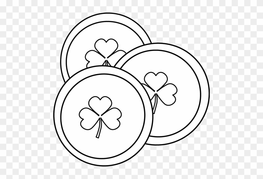 Black And White Saint Patrick's Day Coins Clip Art - Venn Diagram 3 Circles #478156