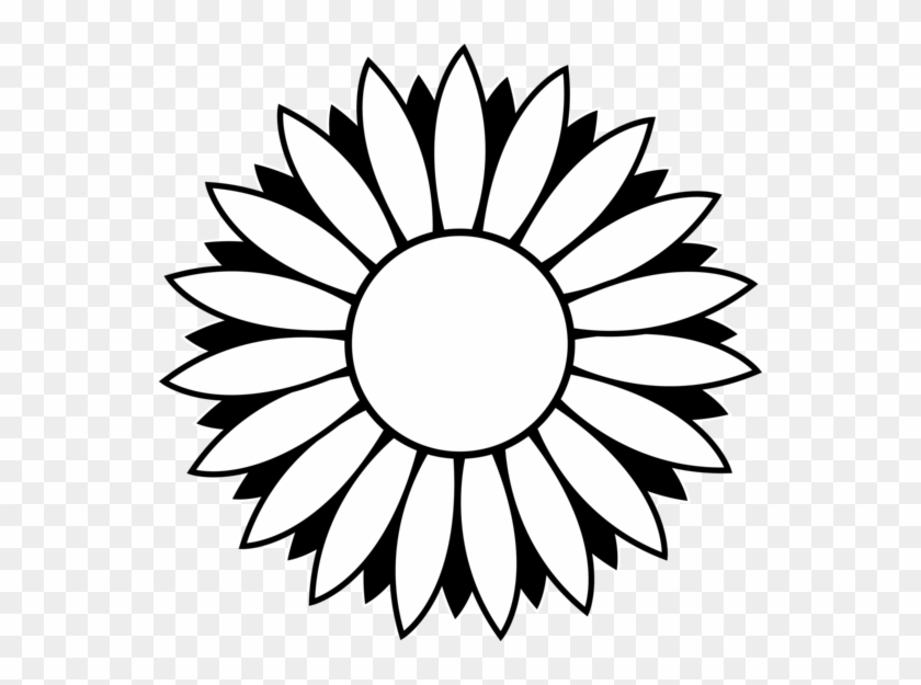Black And White Colorable Sunflower - Black And White Sunflower Clipart #479089