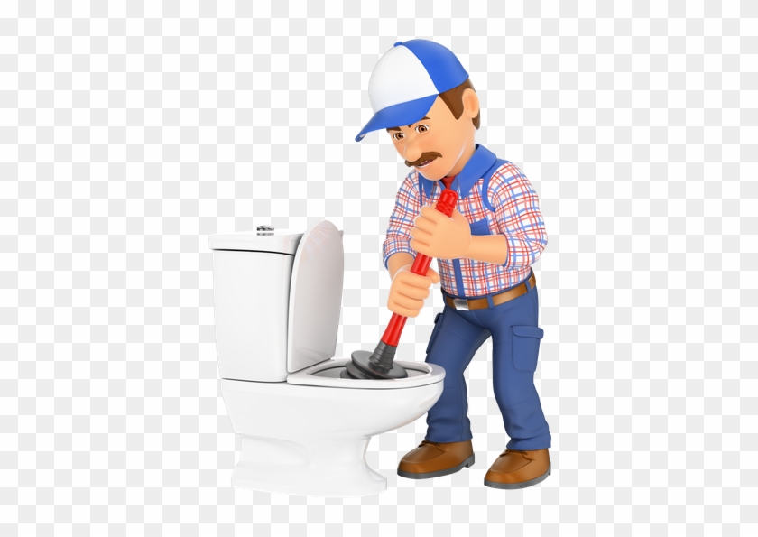 3d Plumber Unclogging A Toilet - Desentupidor Encanador #479724