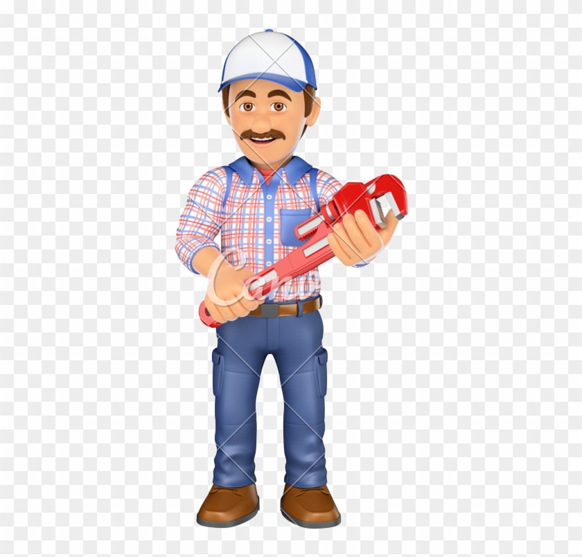 3d Plumber With A Pipe Wrench - Plumber #479730