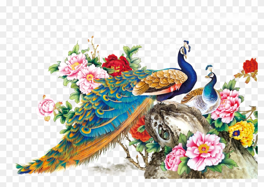 Chinese Painting Techniques Bird Peafowl Wall Decal - Peacock Psd #479785