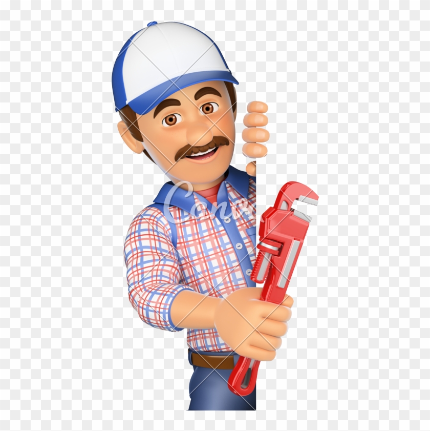 3d Plumber With A Pipe Wrench - Pipe Wrench #479991