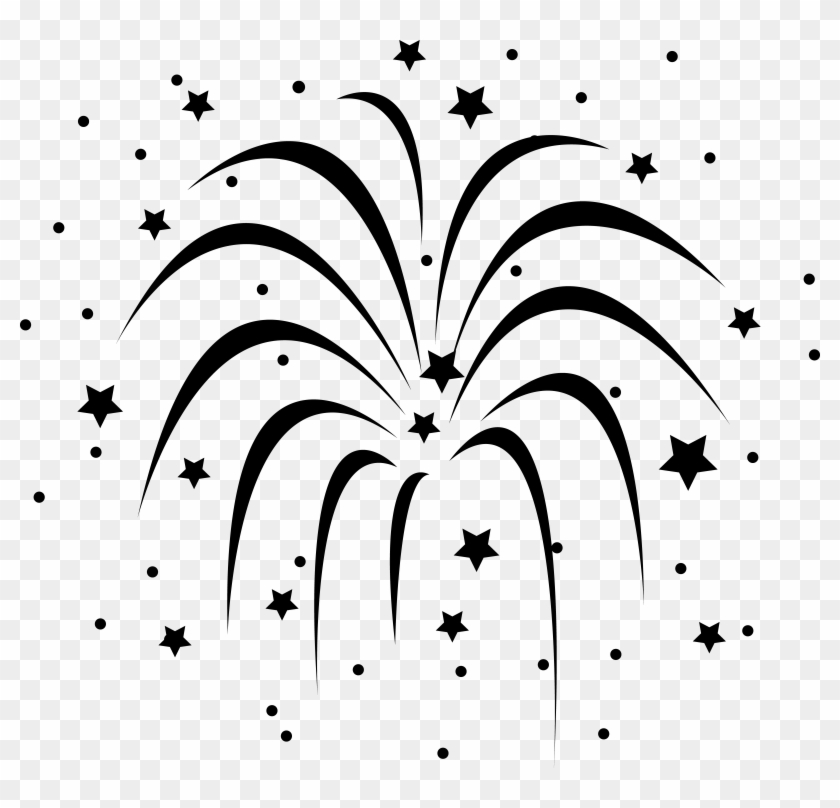 Pin Streamers Clipart Black And White - Fireworks Clipart Black And White #480352