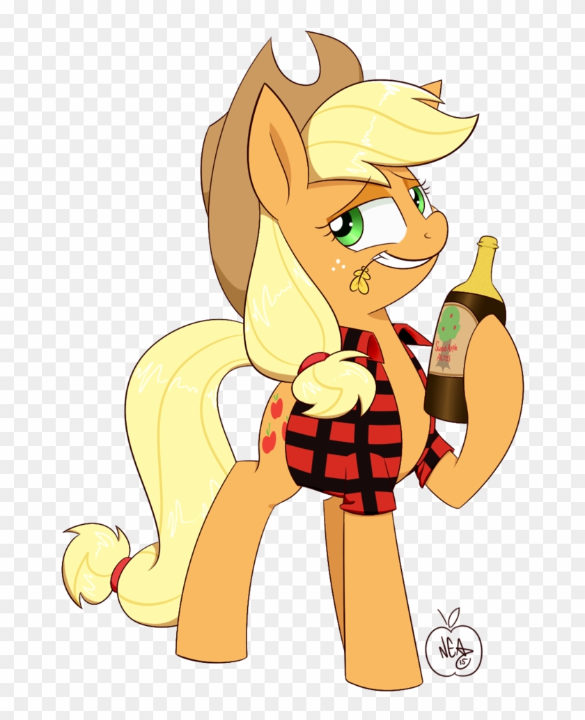 Notenoughapples, Bottle, Cider, Clothes, Grin, Plaid - Cartoon #480494