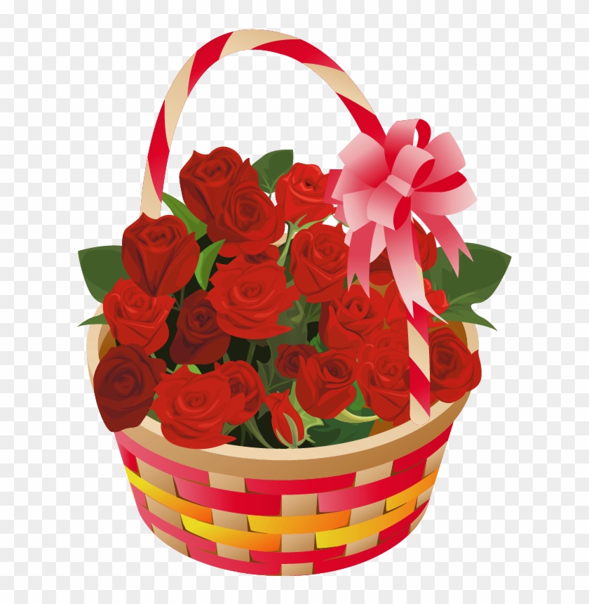 Basket Clipart Valentine's Day - Valentine's Day Flowers Clipart #480566