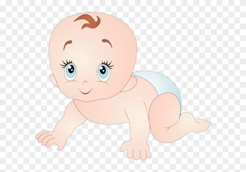 Diaper Crawling Infant Cartoon - Cartoon Baby With Big Eyes - Free  Transparent PNG Clipart Images Download