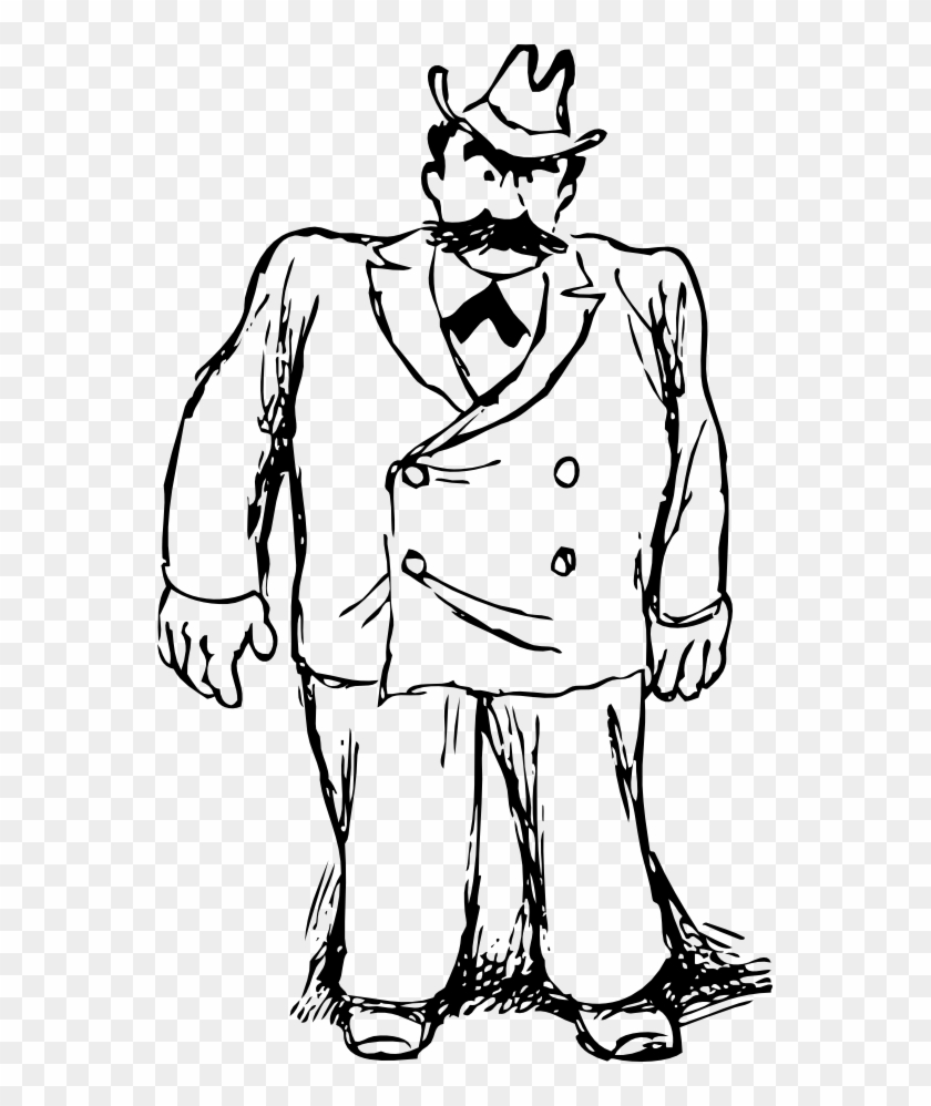 Big Man In A Suit Black White Line Art 555px - Black And White Cartoon Pictures Of Man #481396