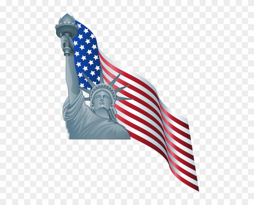 American Flag And Statue Of Liberty Png Clip Art - Transparent Png Statue Of Liberty #481451