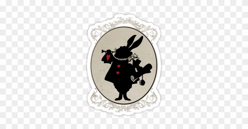 "alice In Wonderland White Rabbit Oval Portrait" Stickers - Alice In Wonderland Silhouette #481696