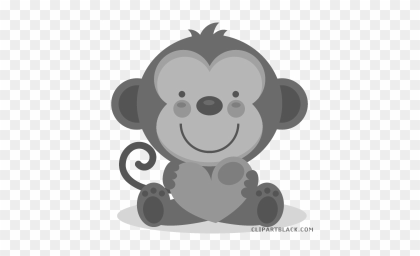 Valentines Day Bear Animal Free Black White Clipart - Baby Shower Monkey Png #481749