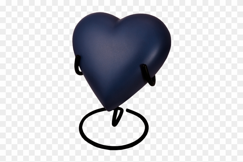 Brass Heart Blue Nightfall Urn On Display Stand - Heart #482039