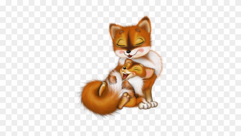 Fox Clipart Mother And Baby - Лиса С Лисенком Пнг #482631