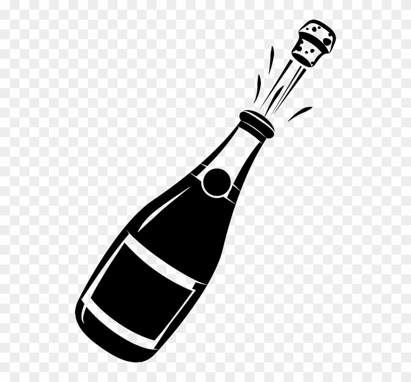 Champagne Bottle Rubber Stamp - Champagne Bottle Black And White Clipart #482814