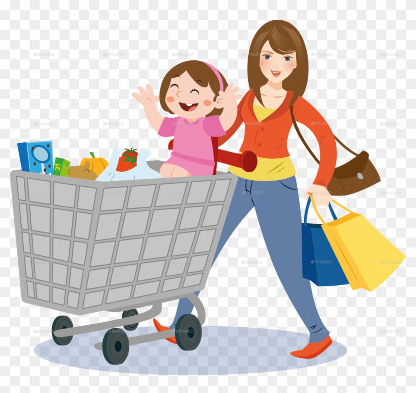 Mom And Child Shopping - Shopping With Mom Cartoon #483110