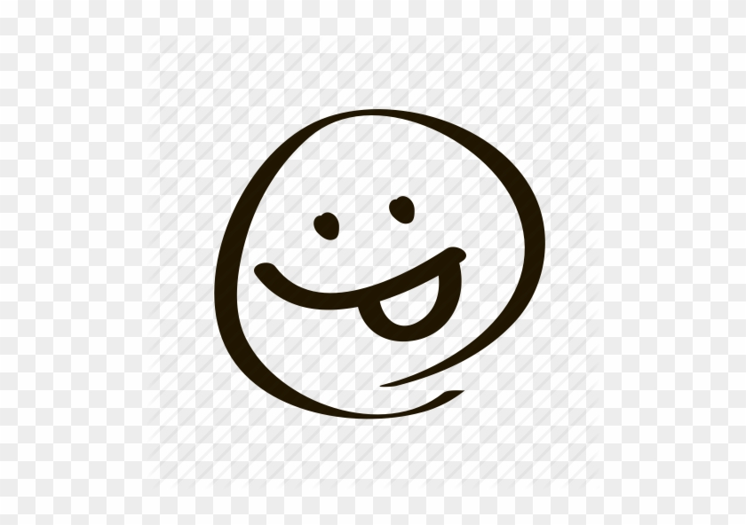 Drawn Tongue Icon - Hand Drawn Smiley Face Tongue #483124