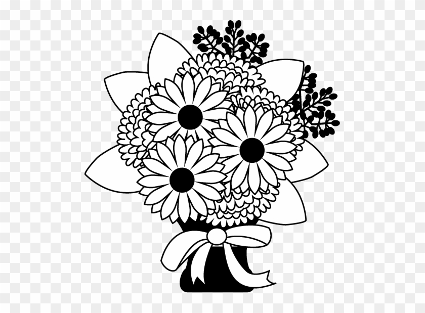 Flowers Arrangements Clipart Black And White #483231