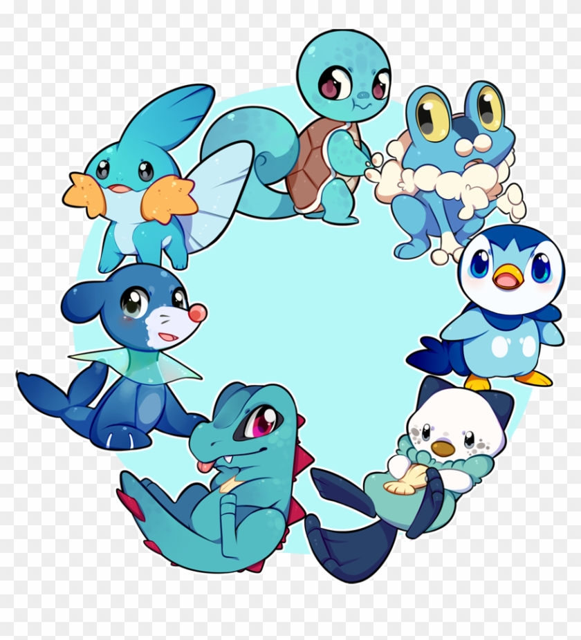All Of The Water Type Starters Together Because Why - Pokemon In Water Type #483311