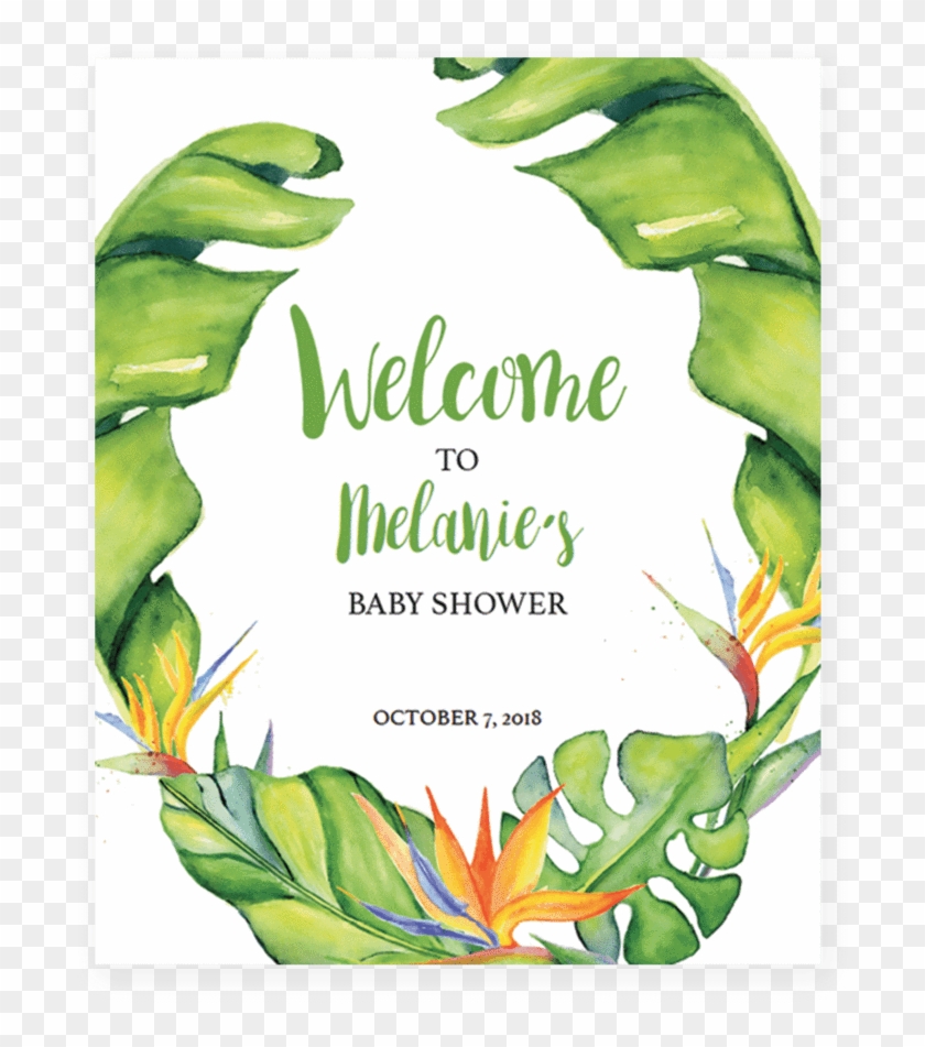 Banana Leaf Shower Welcome Sign Printable By Littlesizzle - Tropical Printables Free #483414