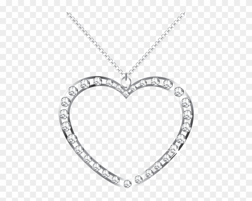 Silver Heart With Diamonds - Silver Heart Png #483629