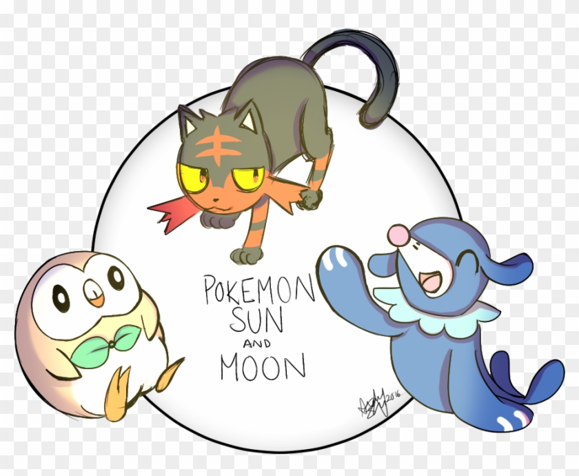Pokemon Sun And Moon Starters By Pinksakuraflower1 - Sun Moon Drawings Pokemon #483872