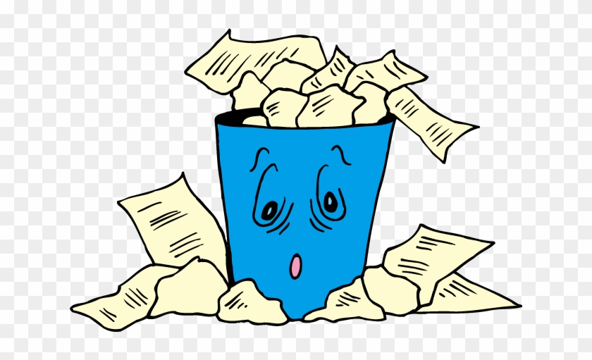 Paper Waste Container Clip Art - Cartoon Trash Can With Paper #484038
