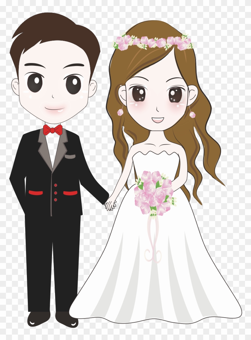 Bridegroom Wedding Illustration - Bride And Groom Cartoon - Free  Transparent PNG Clipart Images Download