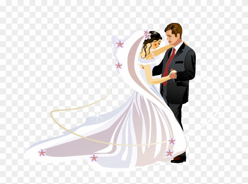 Wedding Invitation Bridegroom Clip Art - Groom And Bride Vector #484417