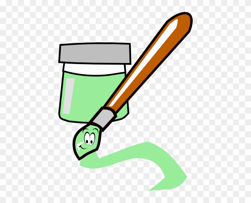 Cartoon Paintbrush Green Clip Art - Paintbrush #484750