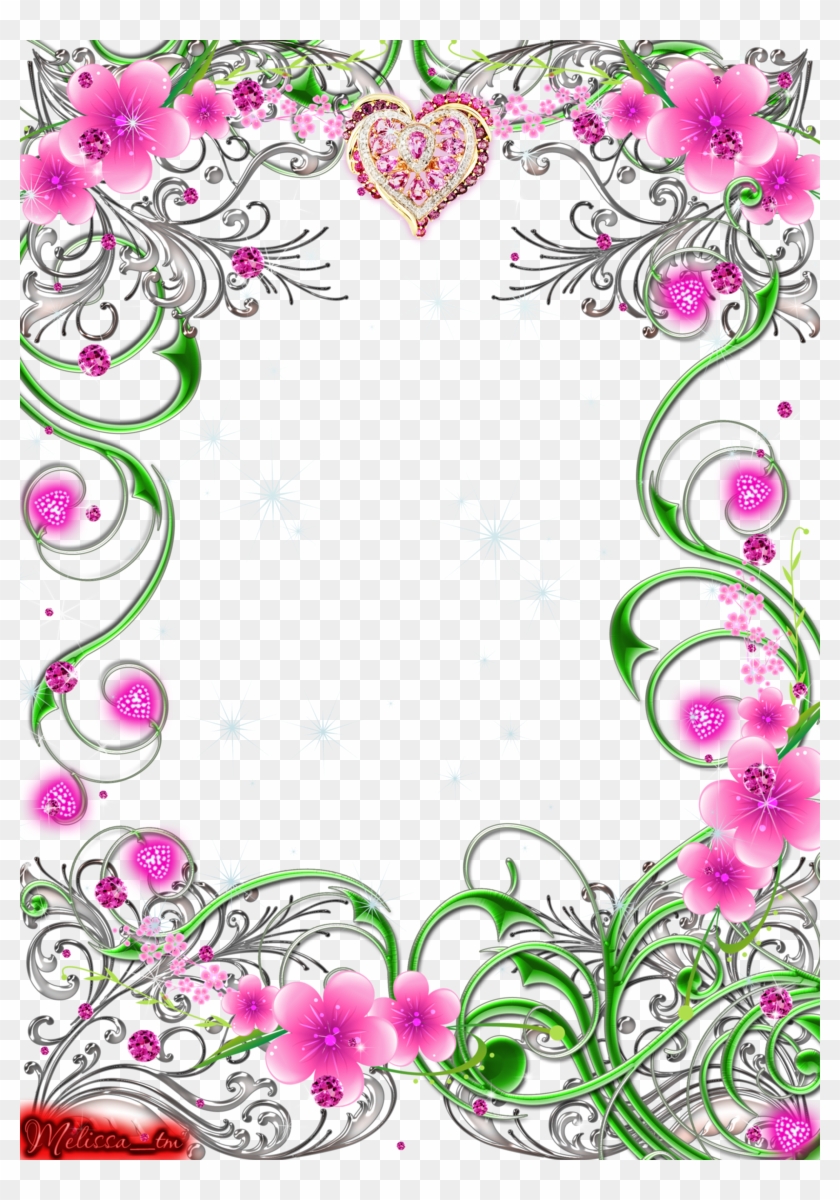 Frame Swirls With Flowers And Gems Png By Melissa-tm - Gemstone #485509