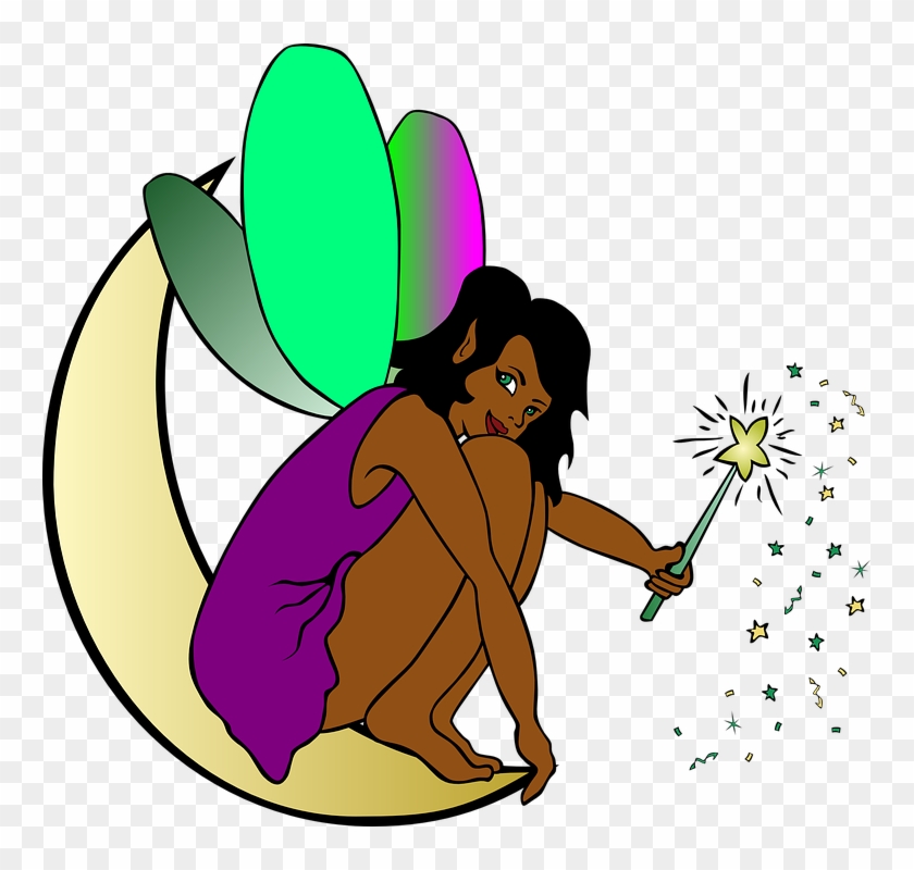 Dancing Leprechaun Clipart 11, Buy Clip Art - 3drose Print Of African American Fairy With Wand - #485524