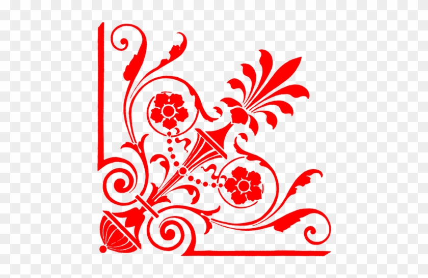 Floral Corners Png - Red Floral Vector Png #485585