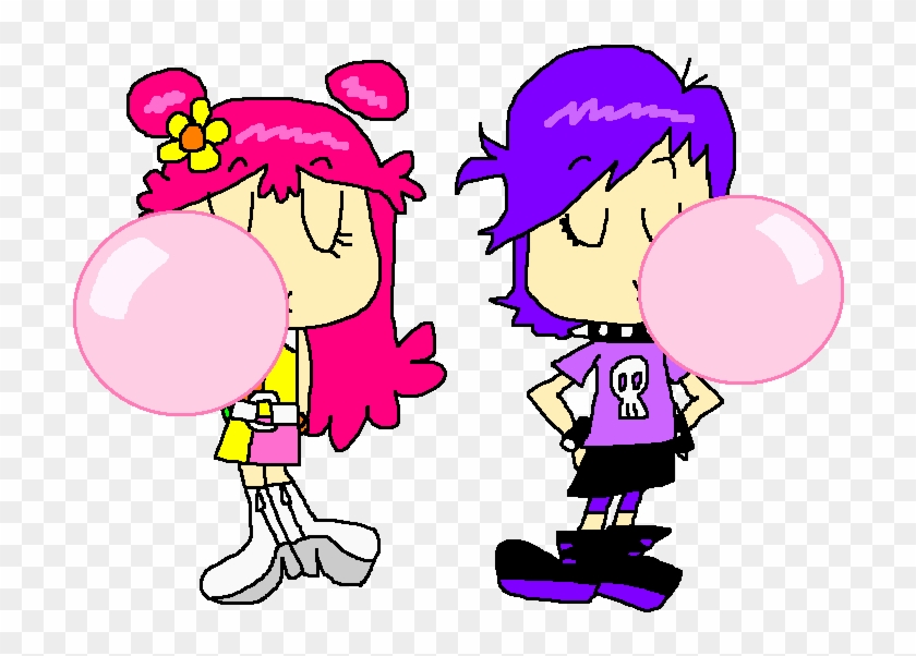 Ami And Yumi Blowing Bubble Gum By Pokegirlrules - Cartoon Blowing Bubble Gum #485650