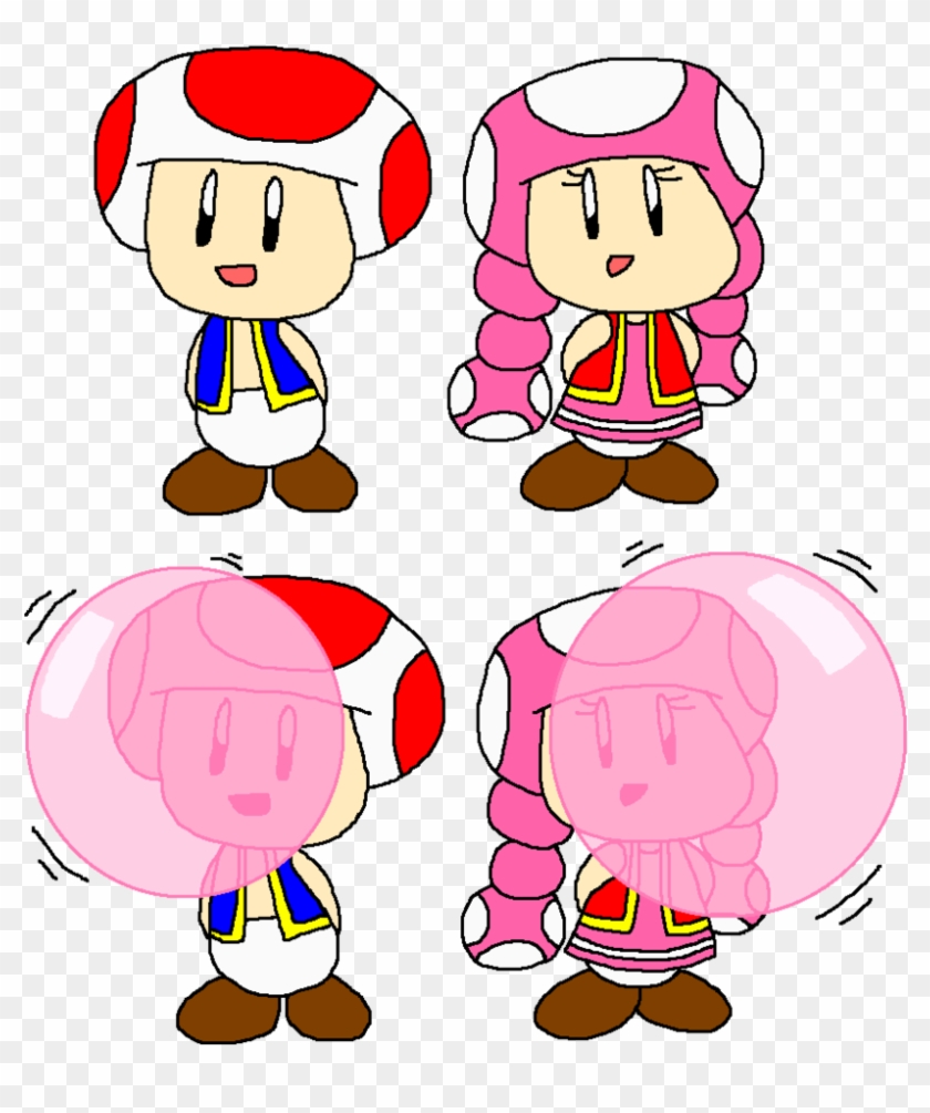Toad And Toadette Normal And Bubble Gum By Pokegirlrules - Cartoon #485753