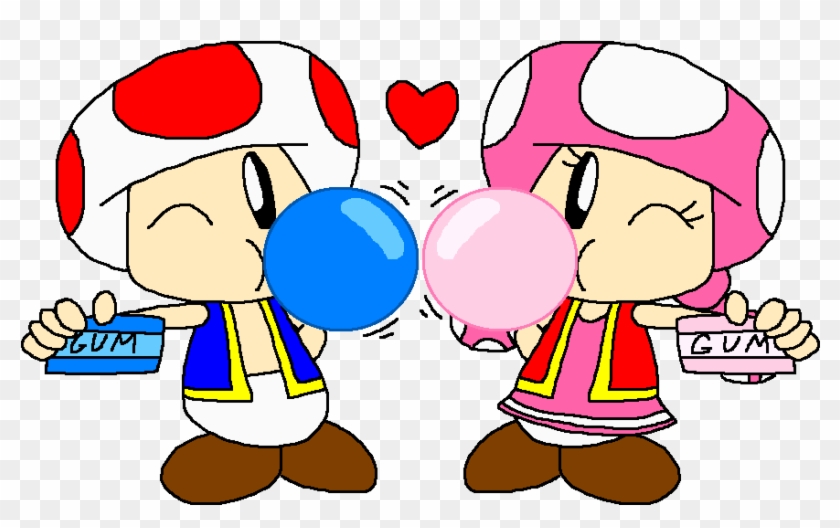 Toad And Toadette Got Bazooka Bubble Gum By Pokegirlrules - Cartoon #485807