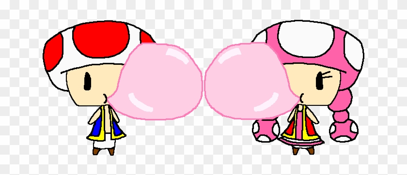 Chibi Toad And Toadette Blowing Bubble Gum By Pokegirlrules - Cartoon #485943