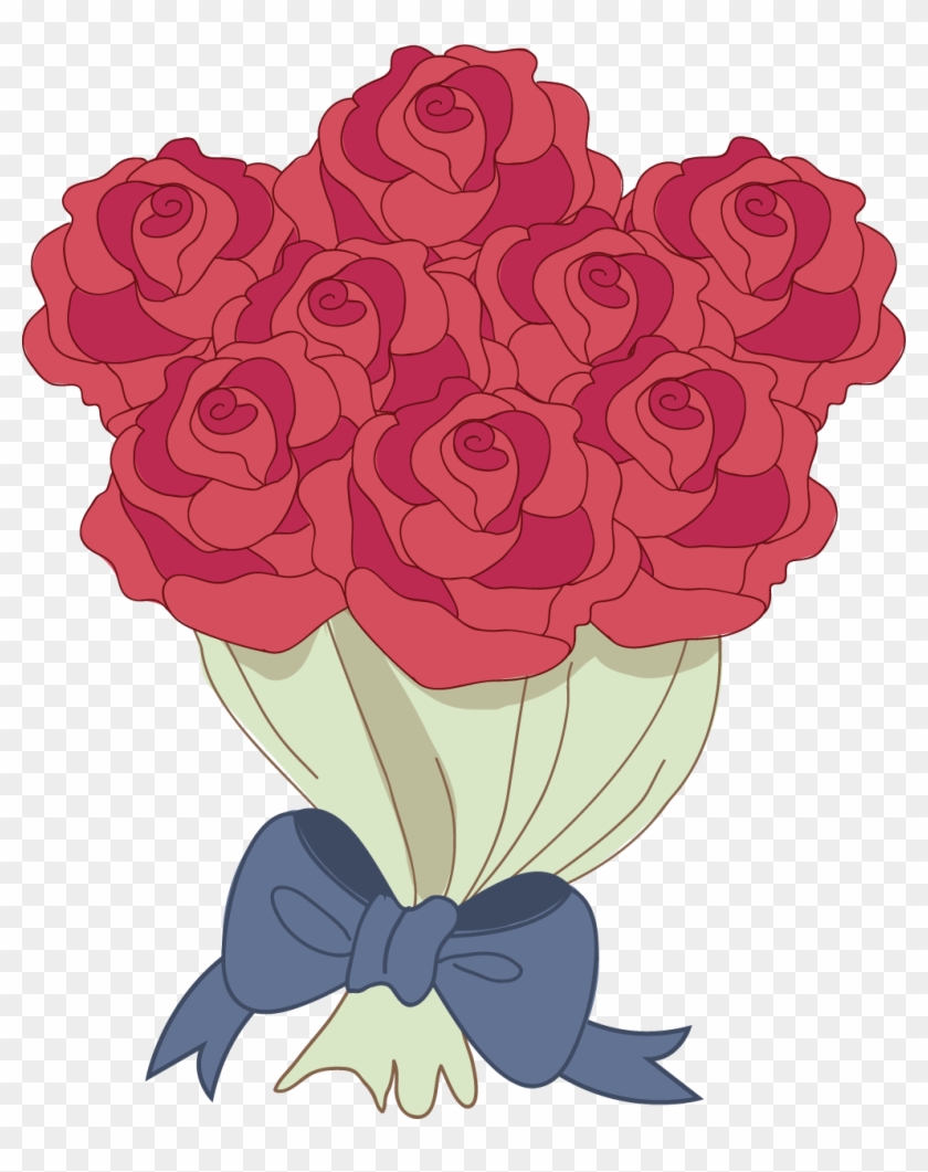 Garden Roses Beach Rose Flower Bouquet Illustration - Garden Roses Beach Rose Flower Bouquet Illustration #486092