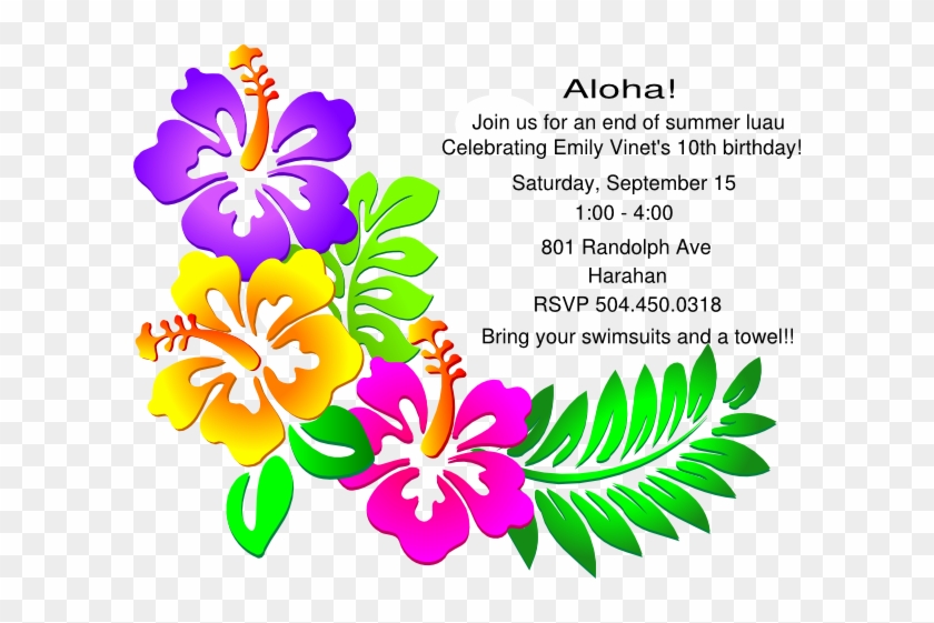 Free Printable Party Invitations - Clip Art Hawaiian Flowers #486326