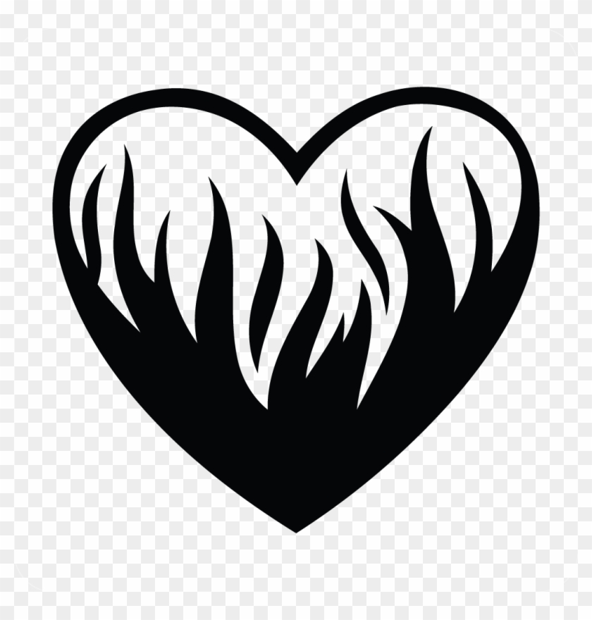Heart Border Clipart For Kids - Flaming Heart Black And White #486352