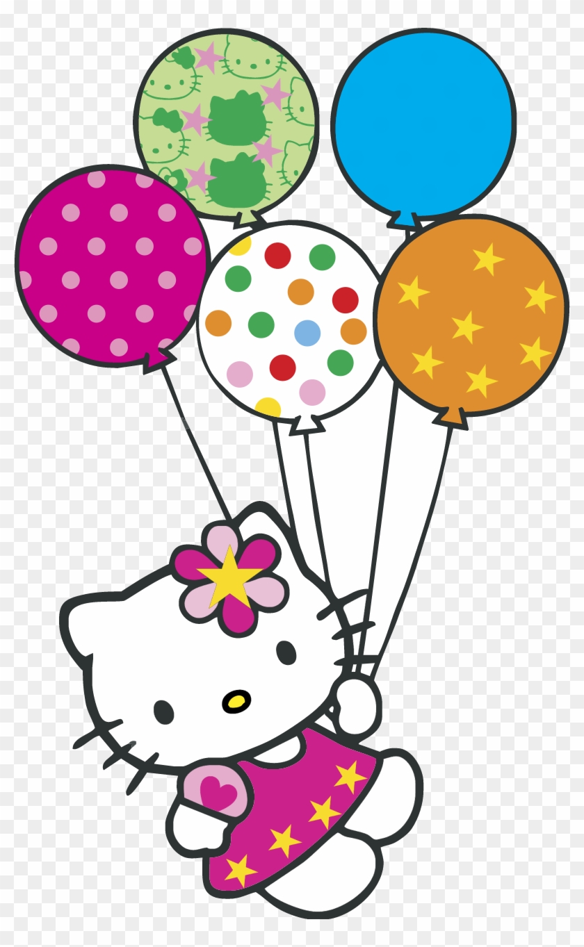 Hello Kitty Con Globitos Vector - Hello Kitty With Balloon #486649