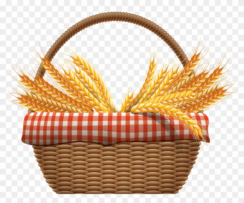 Autumn Basket With Wheat Png Clip Art Image - Wheat Png #486893