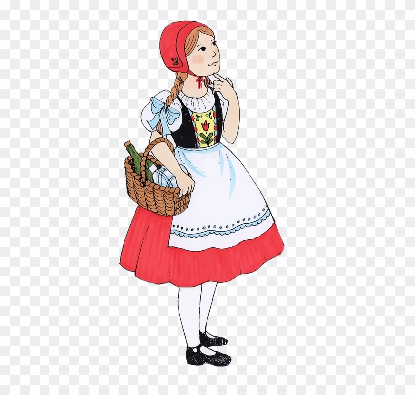 Vector Clip Art Of Woman Holding Basket With Food - Little Red Riding Hood #486899