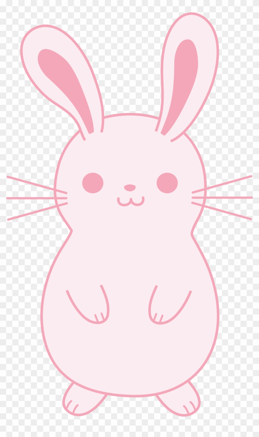 Cute Pink Easter Bunny - Rabbit Clip Art Black #487215