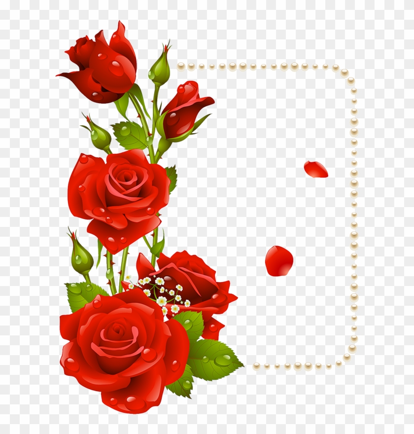 Red Flowers Frame Png Frame With Red Roses And - Frame Red Flowers Png #487690