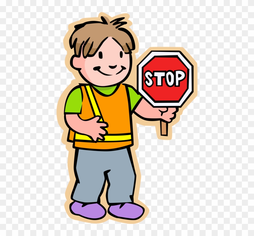 School Crossing Guard With Stop Sign Vector Image Rh - Stop Clipart #487712