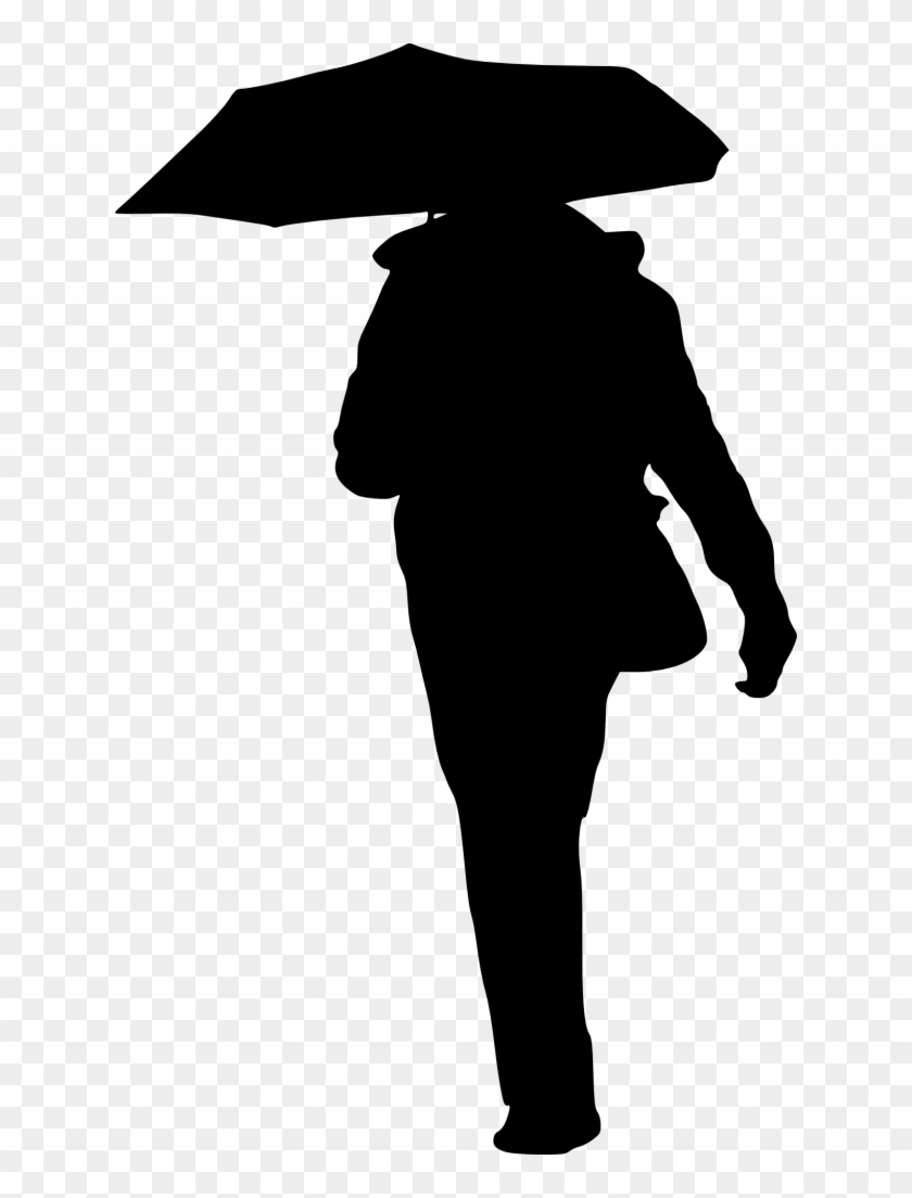 Silhouette Of A Couple Under An Umbrella - Person With Umbrella Silhouette Png #488055