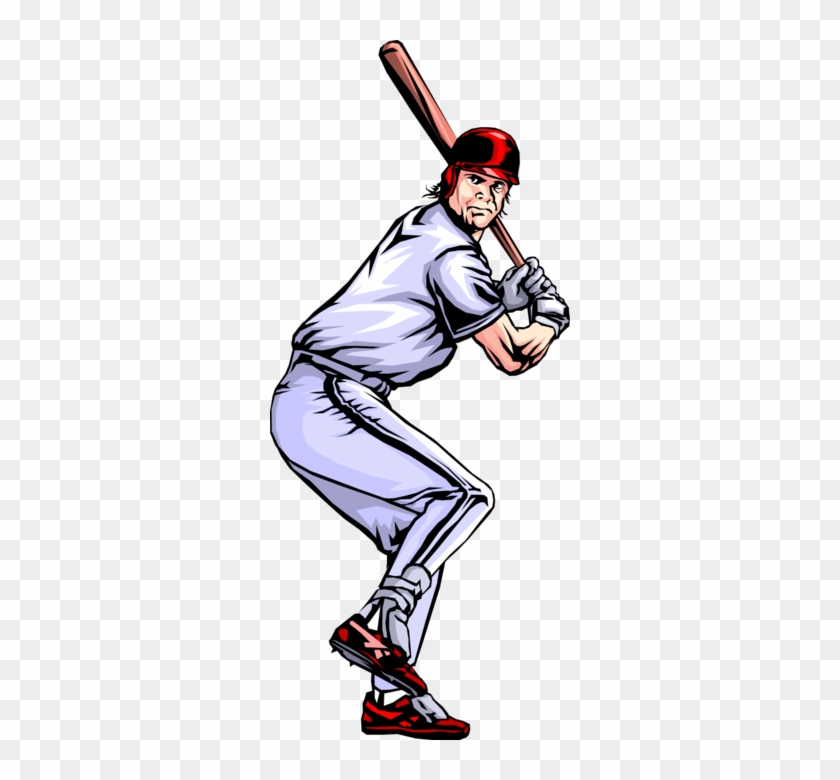 Vector Illustration Of American Pastime Sport Of Baseball - Clip Art Baseball Player Png #488554